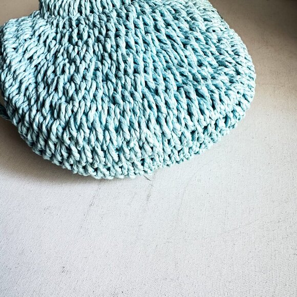 Blue Raffia Woven Braided Small Oval Crossbody Bag - Picture 4 of 5